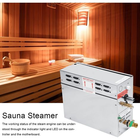 Stéamateur électrique pour sauna TC-135 avec contrôleur numérique, 6KW, 430 stainless steel, 39.5x15.3x31.3cm, kit complet. (1/4)