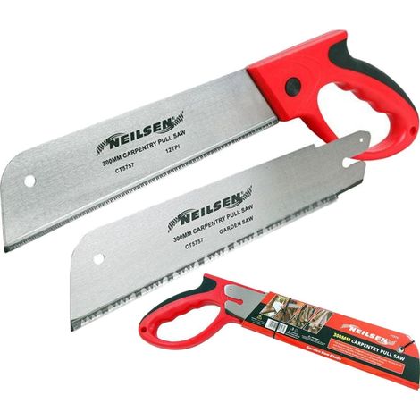 Neilsen Carpentry Pull Saw Thin Garden Blade & 12TPI Fine Cut Saws Blades 300mm (1/2)