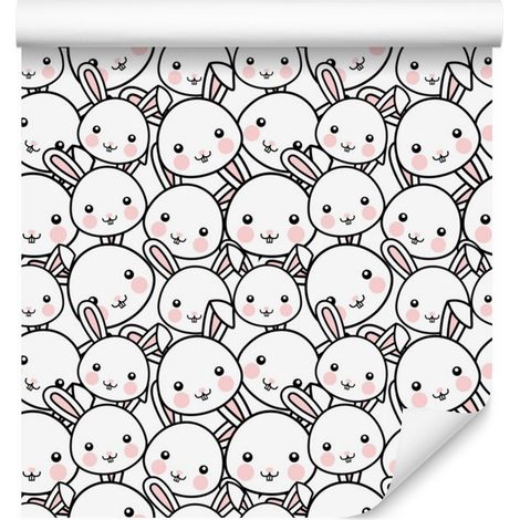 Papel pintado de conejitos adorables para salón y dormitorio, 50x1000 cm. (1/5)