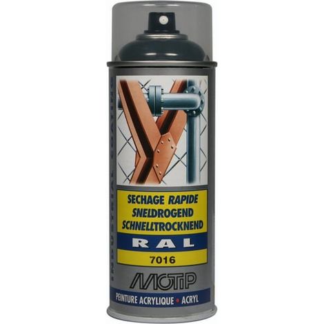 PEINTURE SECHAGE RAPIDE RAL ACRYL RAL7016 BRILLANT AEROSOL 400ML MOTIP (1/3)