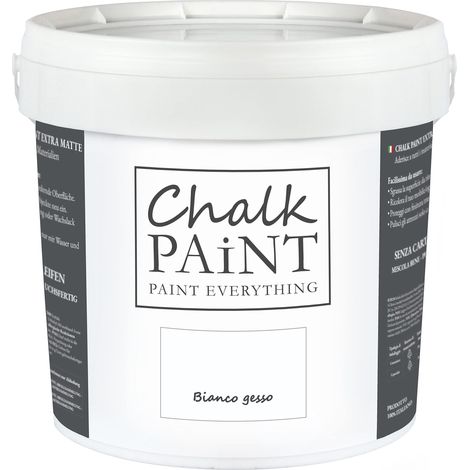 CHALK PAINT Everything Bianco Gesso 5 litri - SENZA CARTEGGIARE Colora Facilmente Tutti i Materiali 5 l (Confezione da 1) (1/4)