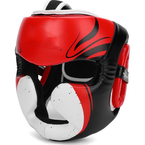 Casque de boxe rouge, équipement de protection pour arts martiaux mixtes, combat libre et Muay Thaï. (1/5)
