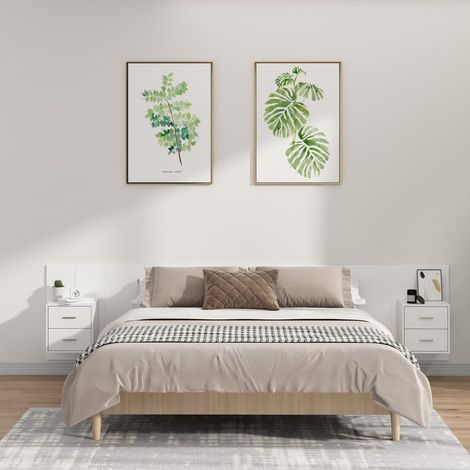 Tête de lit Contemporain Pour Lit adulte  avec armoires Blanc Bois d'ingénierie 36710