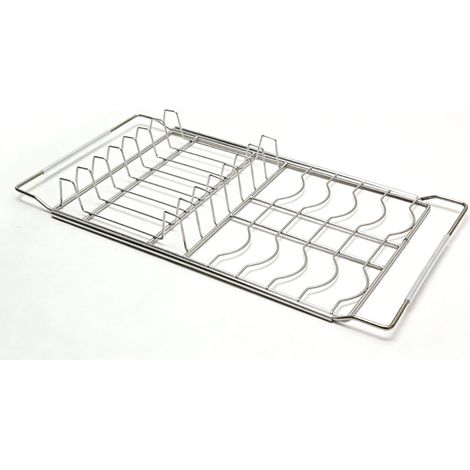 Égouttoir à vaisselle en acier inoxydable, gain de place, réglable, antirouille, caoutchouc antidérapant, extensible (1/5)