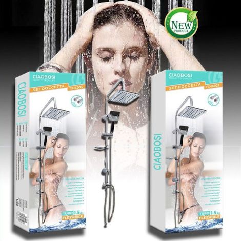 Trade Shop - BADEZIMMER-SET SÄULENDUSCHE CHROM SCHIEBEHAHN DUSCHKOPF TX-8203 - (1/4)