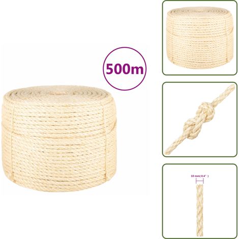 The Living Store Seil 100% Sisal 10 mm 500 m - Sisal Seil (1/5)