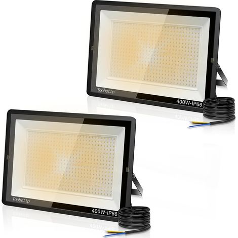 2PCS 400W Projecteur LED Extérieur, Spot LED Exterieur 40000LM Super Lumineux 3500K Blanche Chaude Éclairage de Sécurité Extérieur IP66 Imperméable pour Garage Jardin Terrasse Parking (1/5)