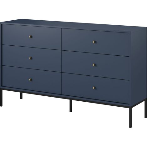 Cassettiera, blu navy, 154 x 83 x 39 cm, gambe nere (1/5)