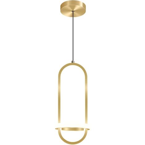 Lustre à cadre en métal avec abat-jour en acrylique, suspension LED simple 23 W, lampe doré décorative, moderne (1/5)