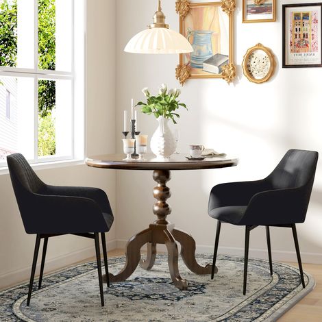 Chaises de Salle à Manger Chaises de Visiteur Design scandinave - Lot de 2 chaises - Pieds effilés métal Noir