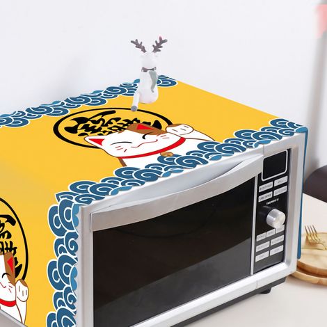 Housse de protection pour micro-ondes, motif chat porte-bonheur, 35 x 100 cm. Anti-poussière et anti-huile, style nordique, 35 x 100 cm. (1/5)