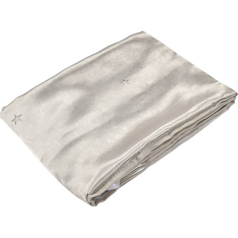 Rideau occultant double creux respirant en polyester naturel droit pour chambre, salon ou salle de classe, couleur crème (1/5)