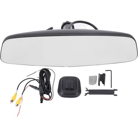 Écran de rétroviseur 4,3 pouces, 12 V CC, réglage automatique de la luminosité, 2 entrées vidéo, caméra de recul universelle pour véhicules (1/5)