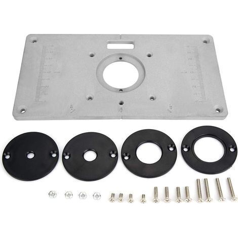Plaque d'insertion de table de toupie en aluminium, Plaque de Défonceuse avec 4 Anneaux et Vis pour Bancs de Menuiserie,235mm x 120mm x 8mm (1/5)