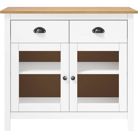 Buffet - Armoire de rangement Enfilade Hill Range Blanc 90x40x80 cm Bois de pin solide BV431009 - BonneVie (1/4)