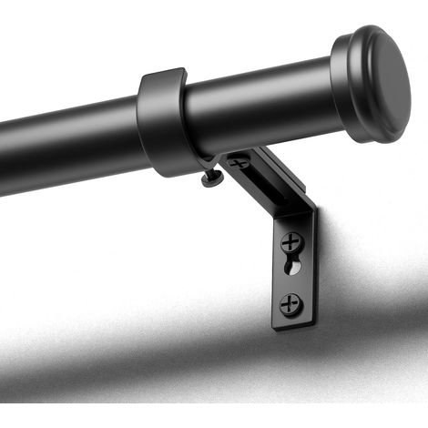 Tringle à Rideaux Noire, 80-305 cm Extensible, Tringle Rideau 25 mm de Diamètre en Métal Résistant, Ensemble avec Supports Facile à Installer, pour Chambre et Salon (1/5)