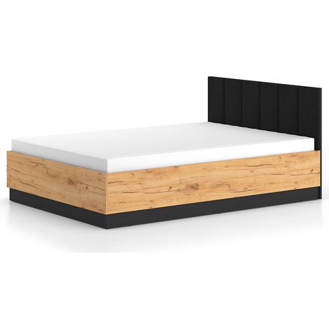 Cama canapé 140x200 con somier Solal Madera y Negro