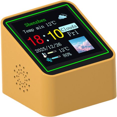 Orologio meteo intelligente, orologio da scrivania elettronico WiFi con meteo in tempo reale, schermo da 1,54" 240×240, luminosità regolabile, modalità notturna, display personalizzabile, alimentazion