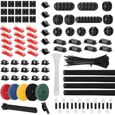 Cable Management Kit, 310pcs Cord Management Kit, Zipper Brackets, Wire Storage Ties, Cable Sleeves, Cable Clips, Cable Holders (1/5)