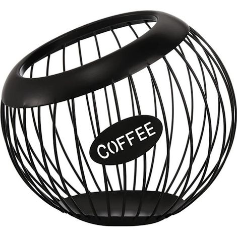 Porte-capsules de café, coupes à fruits en fer forgé, porte-capsules K-Cup en métal grande capacité, compatible avec les tiroirs de rangement et le plan de travail. (1/5)