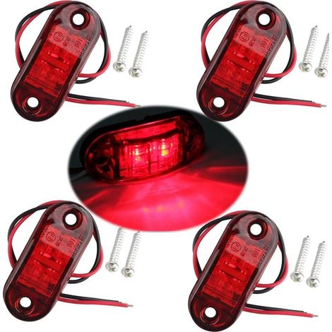 4pcs ip65 12V/24V LED Oval Side Logo Light Front and Rear Position Indicator Lamp Universal for Truck Trailer Van Caravan Lorry Coach,Red (1/5)