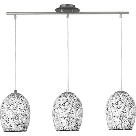 Searchlight Crackle - 3 Luci Sospensione Soffitto Bar Cromo, Bianco, Mosaico, Vetro, E27 (1/5)