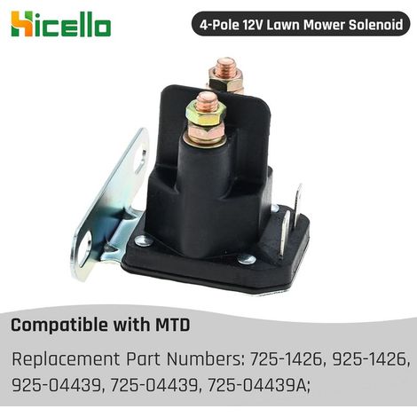 Solénoïde de tondeuse à gazon 4 pôles 12 V compatible avec MTD 725-04439 Relais solénoïde de démarreur pour VTT, motoneiges, tracteur à gazon pour Cub Cadet (1/5)