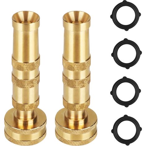 Tapones de latón flexibles para mangueras, juego de 2, de 10 cm (4 pulgadas) de largo, para grifos, mangueras de jardín y pistolas de agua. (1/4)