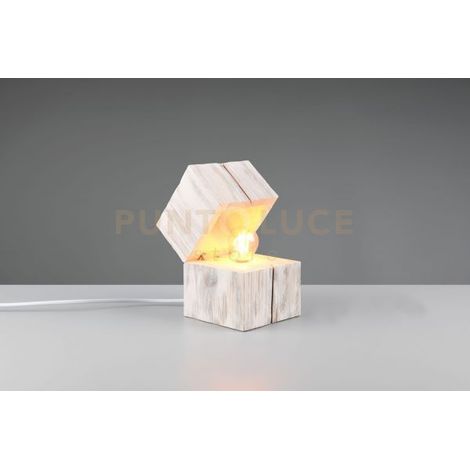 TREASURE LAMPADA DA TAVOLO ATTACCO E14 LAMPADINA INCLUSA LEGNO BIANCO H. 16CM