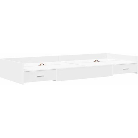 Lit simple,Lit adulte,Cadre de lit avec rangement avec tête de lit Blanc 100 x 200 cm CFW1721877 (1/5)