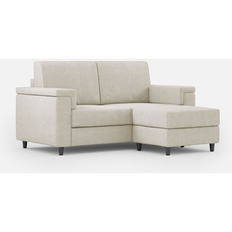 Sofá 2 plazas salón moderno con pouf de tela Marrak 120P - Blanco (1/5)