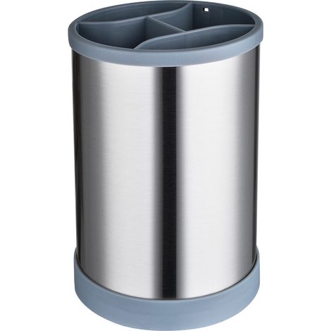 Organisateur de couverts en acier inoxydable avec support rotatif, rangement de comptoir pratique et durable – (1/5)