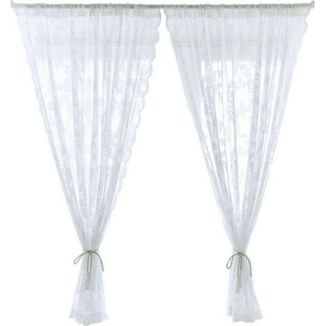 Rideau en Dentelle de Gaz Blanc (Gauze) - pour Chambre ou Salon - 1 Panneau 30x40 Pouces (76x102cm) - à Poche pour Tringle