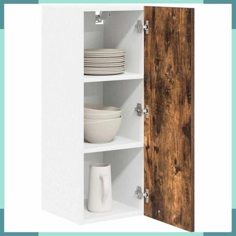 884250 Armoire suspendue Chêne fumé et Blanc 30 x 31 x 80 cm (1/5)