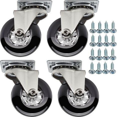 SOTECH 4 Stück Möbelrollen SWIFT Ø 50 mm schwarz ohne Bremse (Feststeller) inkl. Schraubenset Belastbarkeit bis 140 kg (35 kg pro Transportrolle)