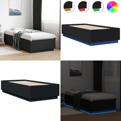 Bettgestell mit LED Schwarz 90x200 cm Holzwerkstoff - Bettsystem - Holzbettfundament - LED-Bett - Doppelbett - Schlafzimmereinrichtung - Home & Living (1/5)