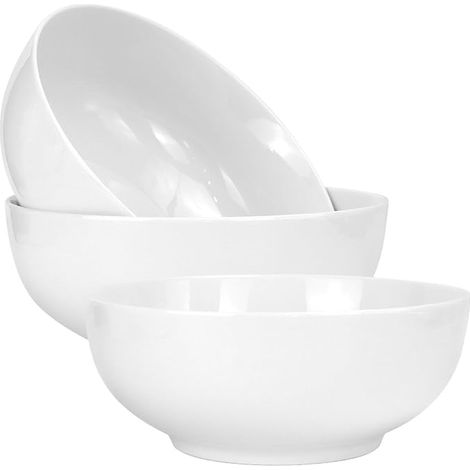 Set of White Porcelain Salad Bowls, 1600 ml, Diameter 20 cm (1/5)