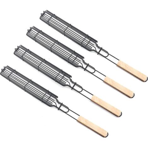49 cm de longs paniers, à griller en acier inoxydable pour barbecue, paniers à hot-dog ensemble de paniers, à griller paniers(4pcs) (1/5)