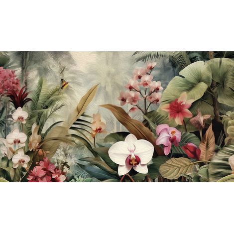 Papier peint panoramique - Fleurs Tropicales - 130 cm x 73 cm (1/2)