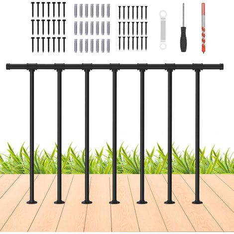 Garde Corps Exterieur Revêtement de Terrasse Balustrade 127 x 86,5 cm Terrasse Platelage Noir, Terrasse Exterieur en Kit Métal, Main courante extérieure pour Terrasses Porches Balcons (1/5)