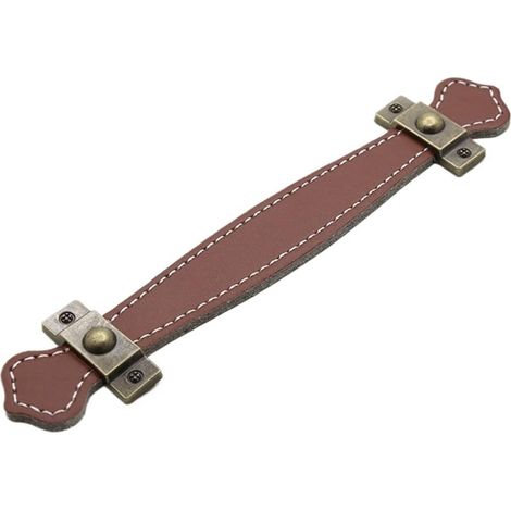 Poignées de tiroir en cuir, cuir multicolores 96/128 mm (Marron (1/5)