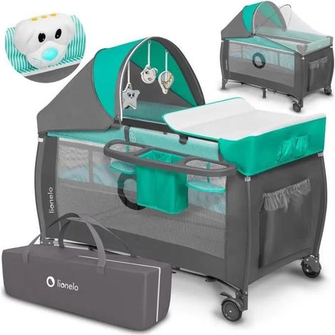 Lionelo Sven Plus Reisebett türkis und grau (1/3)