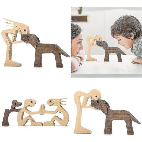 Handgeschnitzte, unbemalte Holzfigur eines Hundes oder Menschen – unfertige Farbe: h05