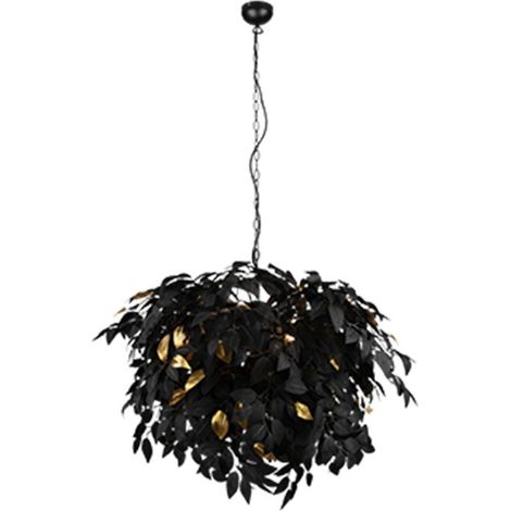 Lampada a sospensione 4 luci, nero opaco, D70 cm, Leavy (1/5)