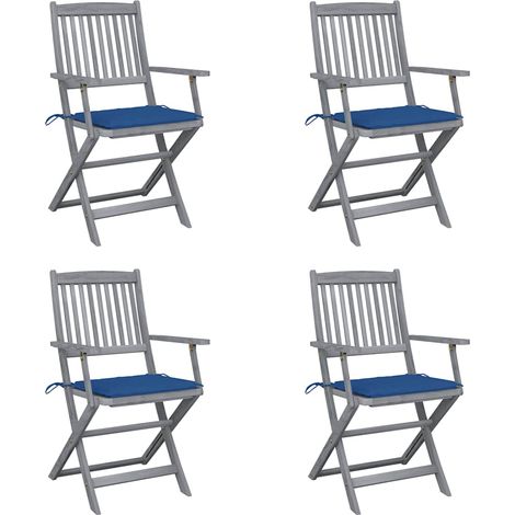 Klappbare Gartenstühle 4 Stk. mit Sitzkissen Massivholz Akazie