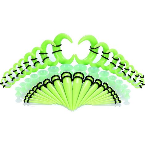 1. Set mit Ohrdehnern von 14G bis 0G: Acryl-Dehnstäbe, Silikon-Plugs und Tunnel zum Ohrlochstechen. (157 Zeichen)