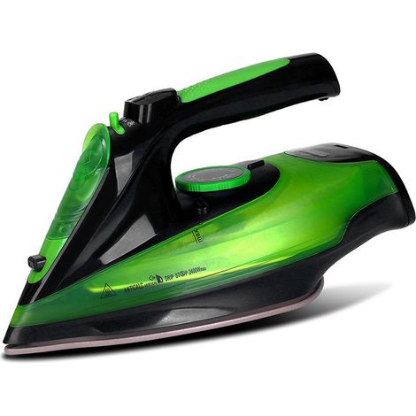 Ferro da stiro senza fili con stazione di ricarica, fino a 2400 W e vapore continuo da 35 g/min, controllo della temperatura, piastra in ceramica, stiratura verticale - Verde (1/4)