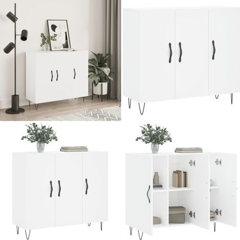 Sideboard Weiß 90x34x80 cm Holzwerkstoff - Schreibtisch - Wohnzimmermöbel - Sideboard - Regal - Aufbewahrung - Home & Living