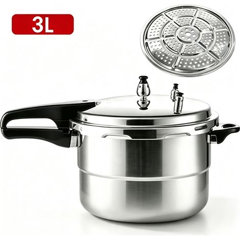 Autocuiseur 3L, autocuiseur en alliage d'aluminium, cuisson à la vapeur double usage, panier vapeur (1/5)