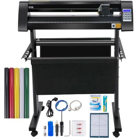 Découpeur vinyle 720mm, plotter LED écran, œil optique intégré semi-automatique pour guidage précis, compatibilité SignMaster Windows, avec support. (1/5)